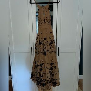 Maeve Veruschka Embroidered Cross-back Maxi Dress